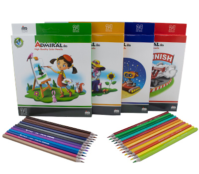 مداد 24 رنگ پلیمری جعبه مقوایی ادمیرال