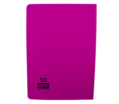دفتر 50 برگ تک خط ته چسب جلد گلاسه طرح رنگی موزی